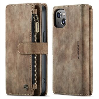 CASEME C30 Series Shockproof Supporting Stand Design Zipper Pocket Shockproof PU Leather TPU Wallet Cover Flip Case Phone Case for iPhone 13 6.1 inch