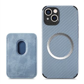 Anti-shock Design Detachable 2-In-1 Carbon Fiber Phone Shell Magnetic Absorption Card Holder Leather and TPU Phone Case for iPhone 13 6.1 inch