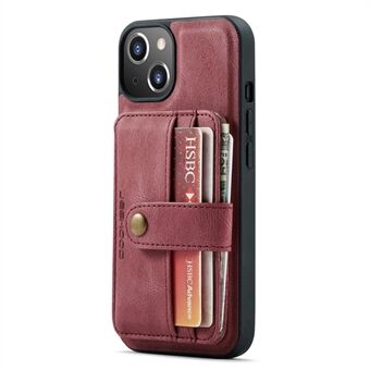 JEEHOOD RFID Blocking Detachable 2-in-1 Magnetic Card Slots Anti-scratch PU Leather Phone Case for iPhone 13 6.1 inch
