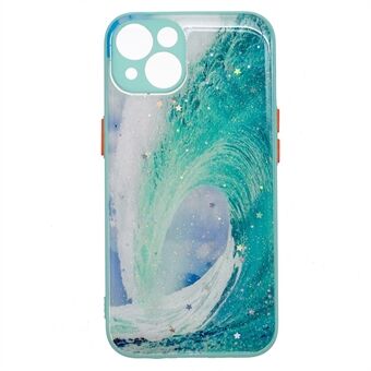 Flexible TPU + Hard PC Pattern Printing Drop-resistant Epoxy Phone Cover Protector for iPhone 13 6.1 inch