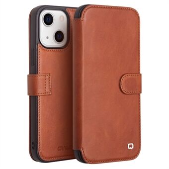 QIALINO Business Style Genuine Cowhide Leather Phone Case Cover with Wallet Design for iPhone 13 6.1 inch