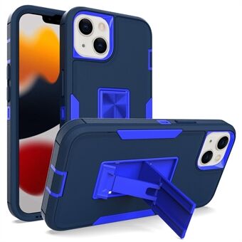 For iPhone 13 6.1 inch Back Shell, PC + TPU Hybrid Phone Cover with Integrated Kickstand Car Mount Metal Sheet Case