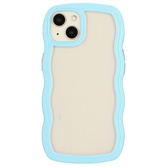 For iPhone 13 6.1 inch Shockproof Wavy Edge Color Frame Transparent Back Cover PC + TPU Phone Case