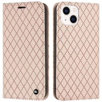 Anti-Drop Phone Case for iPhone 13 6.1 inch Embossed Rhombus Pattern Protective Cover with Wallet Litchi Texture PU Leather Stand Case RFID Blocking Phone Cover