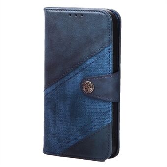 Crazy Horse Texture Phone Cover for iPhone 13 6.1 inch, Splicing PU Leather Shockproof Case with Wallet Stand