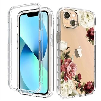 For iPhone 14 6.1 inch / 13 6.1 inch Pattern Printing Clear Phone Case Hybrid PC + TPU Protective Cover