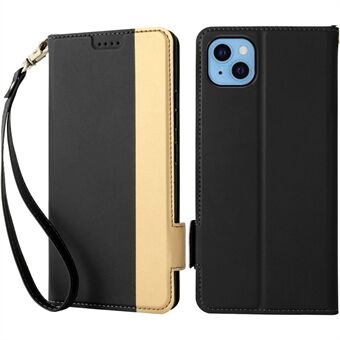 For iPhone 13 6.1 inch Contrast Color PU Leather Dual Magnetic Clasp Shockproof Phone Case Card Holder Stand Folio Flip Cover