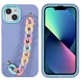 Anti-drop Case for iPhone 13 6.1 inch 2 in 1 Shockproof TPU+PC Phone Cover Rubberized Phone Case with Strap
