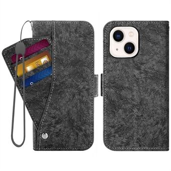 For iPhone 13 6.1 inch Water-ink Painting Texture PU Leather Wallet Case Stand Rotating Card Slots Holder Cover