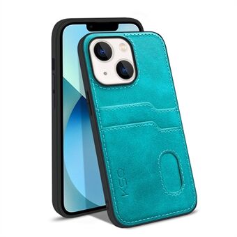KSQ Style-A For iPhone 13 6.1 inch PU Leather Coated TPU Drop-proof Cover Card Slots Design Shockproof Phone Back Case