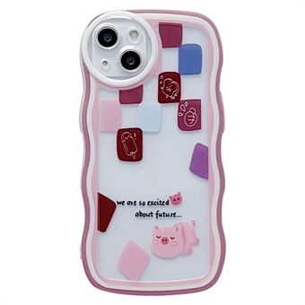 Back Case for iPhone 13 6.1 inch Soft TPU Shell, Grids and Animal Pattern Printing Wavy Edge Phone Protective Cover