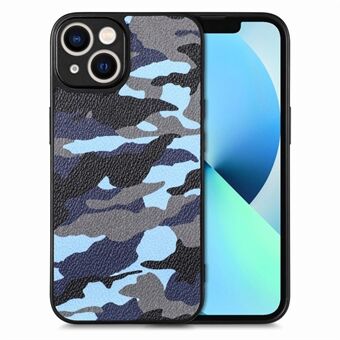 Camouflage Pattern Cell Phone Case for iPhone 13, PU Leather Coating PC+TPU Protective Cover