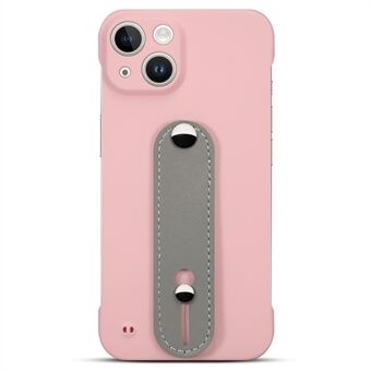 Frameless Phone Cover for iPhone 13 , Hard PC Phone Back Case with Leather Kickstand Hand Strap