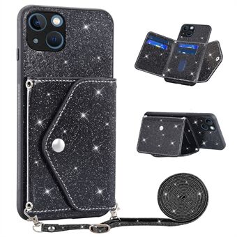 For iPhone 13 6.1 inch PU Leather+TPU Case Triangle Card Holder Kickstand Phone Cover