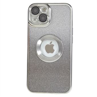 For iPhone 13 Electroplating Phone Case CD Vein Logo Hole Glitter TPU Cover with Camera Lens Protector