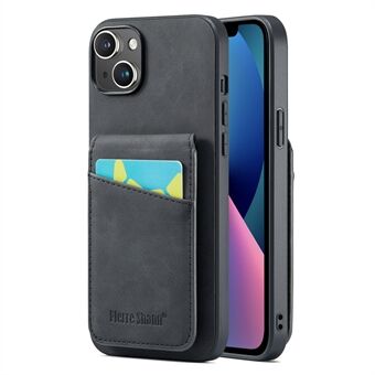 FIERRE SHANN Card Holder Phone Case for iPhone 13 RFID Blocking PU Leather+TPU Kickstand Cover
