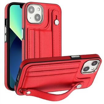 For iPhone 13 6.1 inch Protective Case YB Leather Coating Series-5 Card Slots TPU Phone Cover with Kickstand