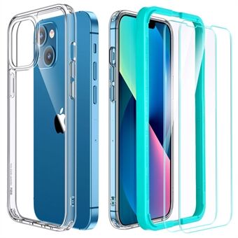 ESR For iPhone 13 Hybrid  Phone Case PC+TPU Transparent Cover with Tempered Glass Film+Installation Frame