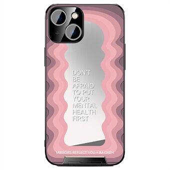 IM-CHEN Soft TPU Shell for iPhone 13 Inspirational Word Mirror Phone Case with Pull-out Kickstand