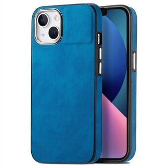 Drop-proof Case for iPhone 13 6.1 inch Electroplating Camera Frame Skin-touch Leather Coated TPU Phone Cover