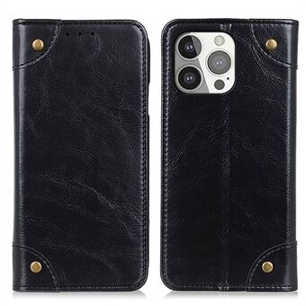 Magnetic Auto-absorbed Wallet Stand Leather Case Shell for iPhone 13 Pro 6.1 inch - Black