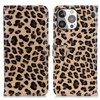 Leopard Print TPU Leather Folio Stand Wallet Case with Magnetic Closure for iPhone 13 Pro 6.1 inch