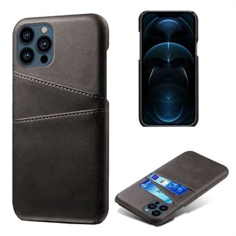 KSQ Double Card Slots Leather Coated Hard PC Phone Back Case Shell for iPhone 13 Pro 6.1 inch