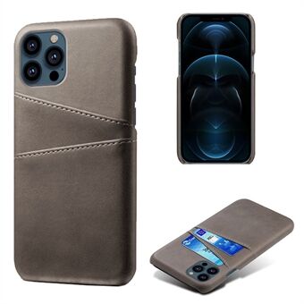 KSQ Double Card Slots Leather Coated Hard PC Phone Back Case Shell for iPhone 13 Pro 6.1 inch
