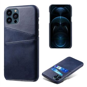 KSQ Double Card Slots Leather Coated Hard PC Phone Back Case Shell for iPhone 13 Pro 6.1 inch