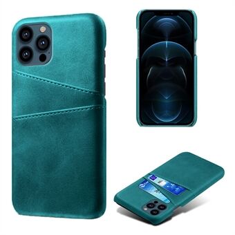 KSQ Double Card Slots Leather Coated Hard PC Phone Back Case Shell for iPhone 13 Pro 6.1 inch