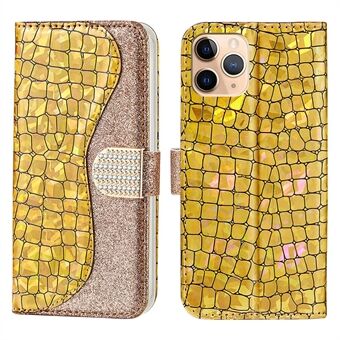 Full Protective Crocodile Texture Glittery Powder Splicing Leather Wallet Case for iPhone 13 Pro 6.1 inch