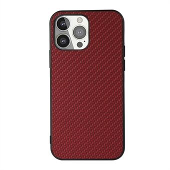 Full Protective Carbon Fiber Texture Leather Phone Back Cover for iPhone 13 Pro 6.1 inch