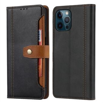 Outer Card Holder Leather Wallet Case Business Style Protector Shell for iPhone 13 Pro 6.1 inch