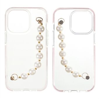 Shock-Absorbed Super Clear TPU Phone Case with Pearl Hand Strap for iPhone 13 Pro 6.1 inch