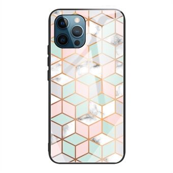 Tempered Glass + TPU Hybrid Case for iPhone 13 Pro 6.1 inch Pattern Printing Cell Phone Cover Shell
