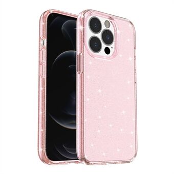 For iPhone 13 Pro 6.1 inch Clear Bling Sparkly Powder Glitter Shiny Soft TPU + Hard PC Back Cover