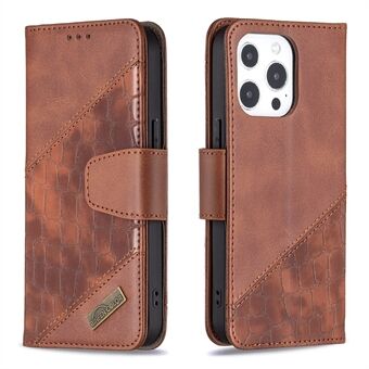 BINFEN COLOR BF04 Adjustable Stand Design Crocodile Texture Leather Splicing Phone Protector Wallet Case  for iPhone 13 Pro 6.1 inch