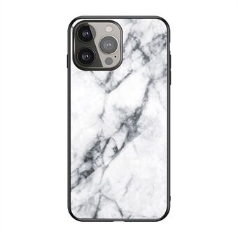 Marble Pattern Design Tempered Glass Anti-Scratch Soft TPU Bumper Frame Support Cover Case for iPhone 13 Pro 6.1 inch