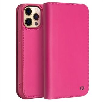 QIALINO Folio Flip Top Layer Cowhide Leather Light Stand Wallet Design Phone Cover for iPhone 13 Pro 6.1 inch