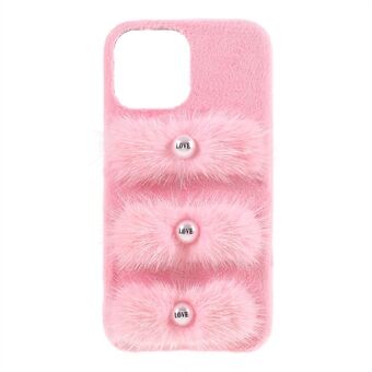 Plush Coated Love Beads PC Case Anti-drop Phone Protective Cover Shell for iPhone 13 Pro 6.1 inch
