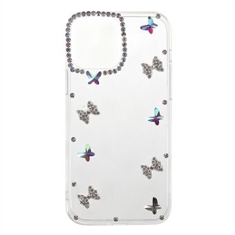 Butterflies Sticking Diamond Decor Anti-Drop Soft TPU Protective Phone Case for iPhone 13 Pro 6.1 inch