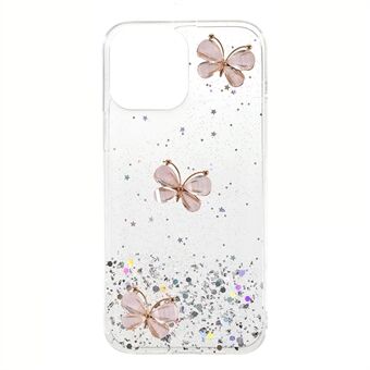 3D Butterfly Pattern Glittering Epoxy TPU Cell Phone Cover Shell for iPhone 13 Pro 6.1 inch