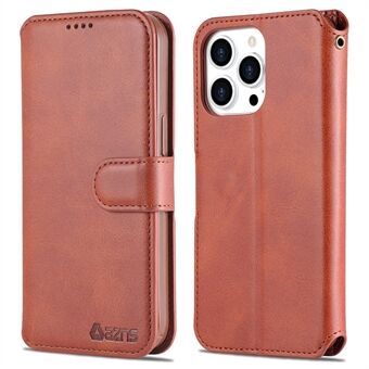AZNS Wallet Design Magnetic Closure Anti-Fall Shockproof Leather Phone Cover Stand Case for iPhone 13 Pro 6.1 inch
