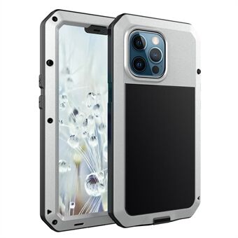 Tank Series Shockproof Tough Armour Metal Case with Tempered Glass Screen Film for iPhone 13 Pro 6.1 inch