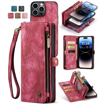 CASEME 008 Series for iPhone 13 Pro 6.1 inch Anti-scratch Phone Wallet Case TPU + PU Leather 2-in-1 Phone Cover Stand