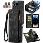 CASEME 008 Series Drop-Proof Multi-Function Wallet TPU + Split Leather 2-in-1 Phone Stand Shell for iPhone 13 Pro 6.1 inch