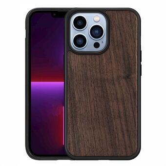 Solid Wood + TPU Well-Protected Hybrid Phone Case Shell for iPhone 13 Pro 6.1 inch
