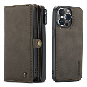 CASEME 018 Series Multi-Slot Design Matte Surface Wallet Stand Leather 2-in-1 Detachable Phone Cover Case for iPhone 13 Pro 6.1 inch