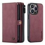 CASEME 018 Series Multi-Slot Design Matte Surface Wallet Stand Leather 2-in-1 Detachable Phone Cover Case for iPhone 13 Pro 6.1 inch