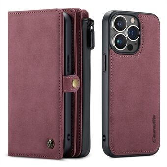 CASEME 018 Series Multi-Slot Design Matte Surface Wallet Stand Leather 2-in-1 Detachable Phone Cover Case for iPhone 13 Pro 6.1 inch